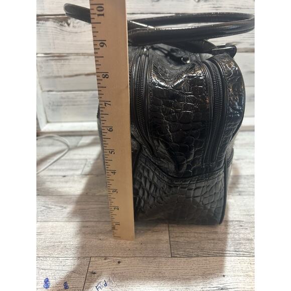 Vintage Ladies Talbots Black Leather & Gray Cloth Shoulder Bag Purse - Picture 5 of 11